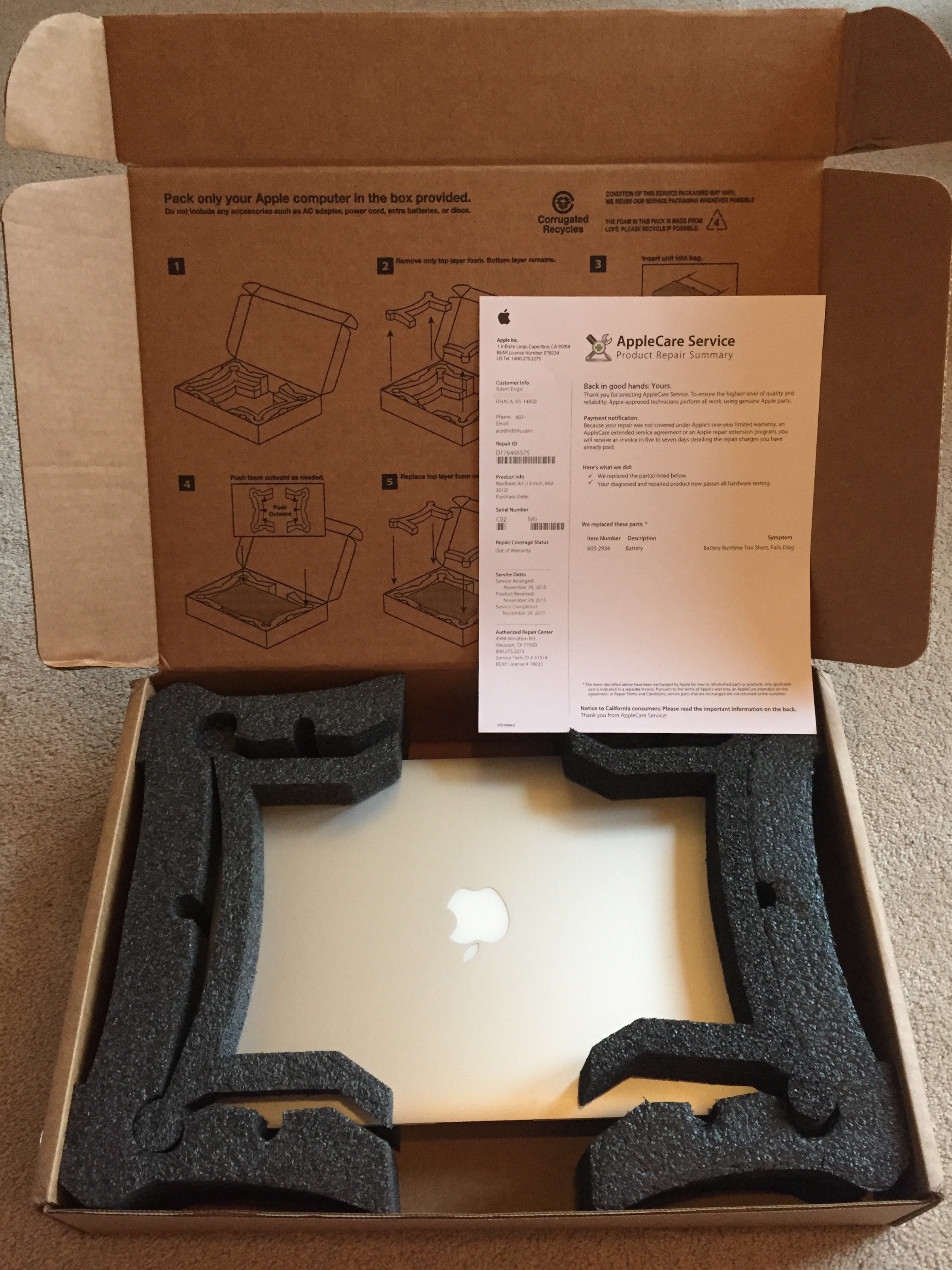 APPLE MAIL-IN REPAIR SERVICE