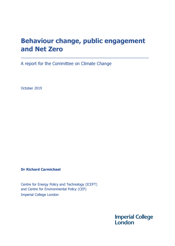 Behaviour Change, Public Engagement and Net Zero